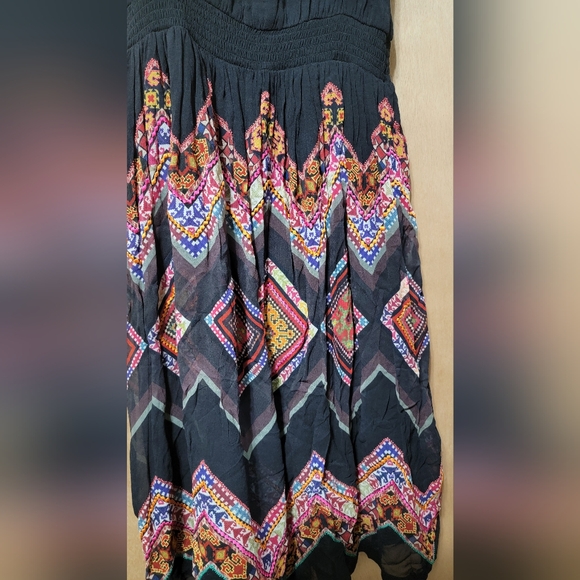 New Tanvi Kedia Anthropologie Dress Embroidered Chevron Midi V-Neck Rayon Boho - Picture 4 of 11